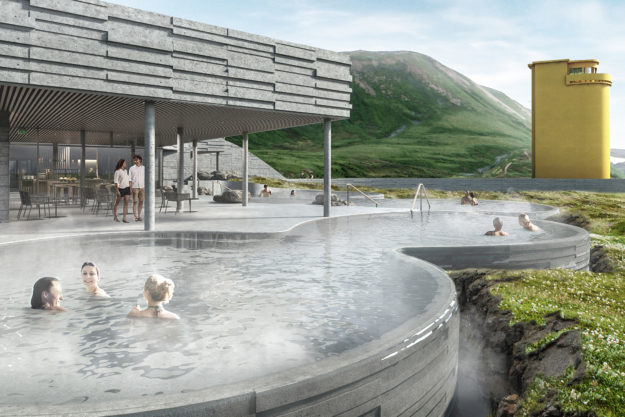 Geothermal Sea Baths Husavik Iceland outside view