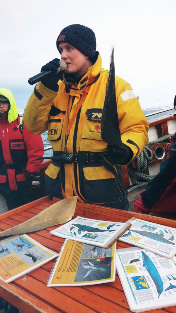 Our Guide on Board with the Microphone in Hand Explaining Why Whale Watching is so Successful in Húsavík