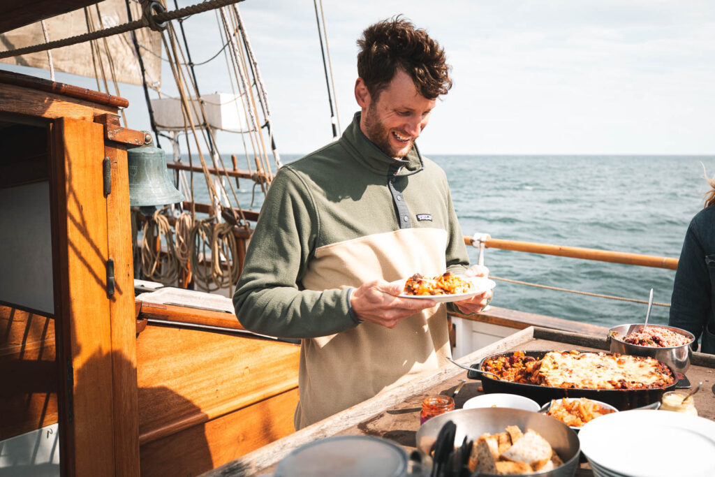 Food served on the deck