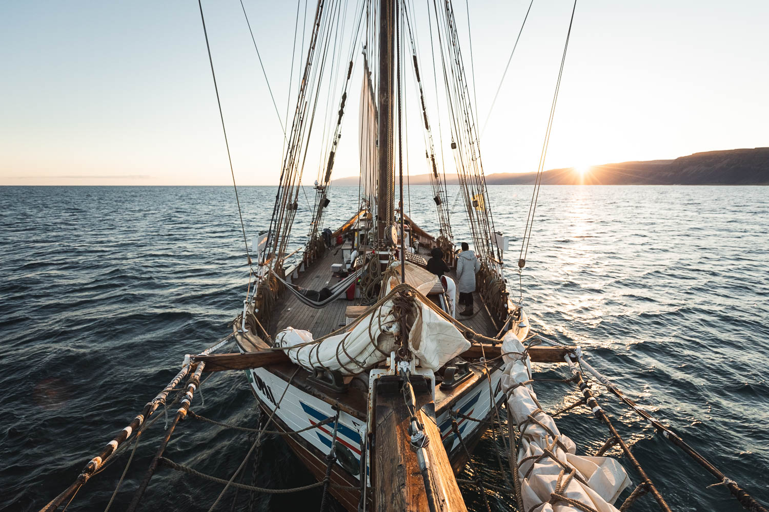 Sunset sailing onboard Opal