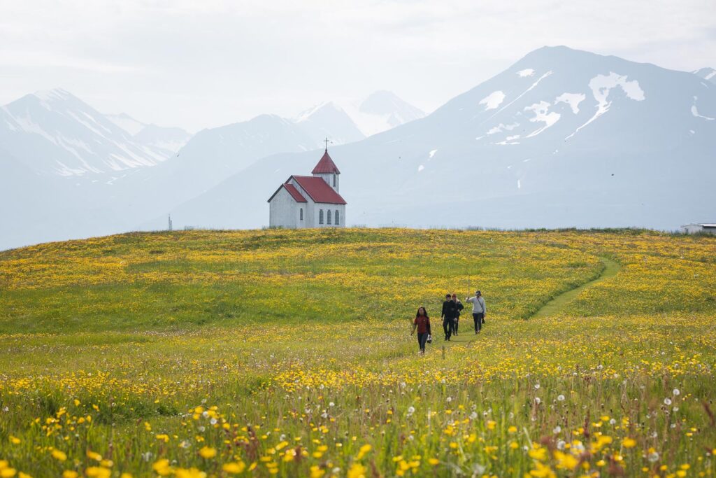 Hiking Flatey old church