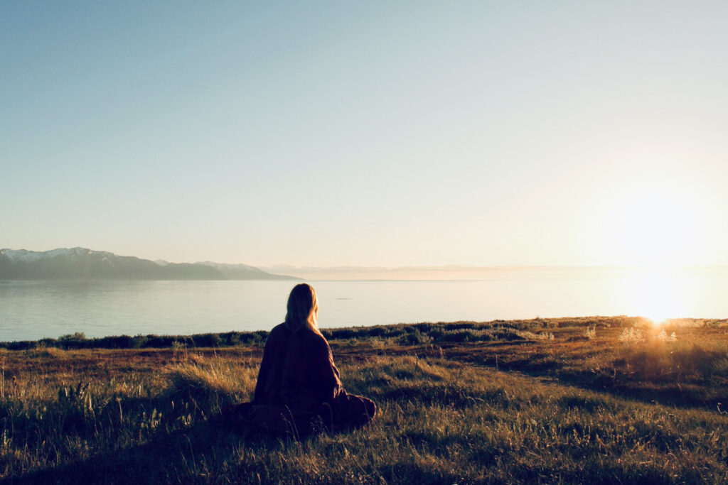 Meditation at sunset by Skjálfandi Bay Húsavík